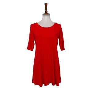 Eileen Fisher Womens Viscose Jersey Elbow Sleeve Tunic  Orange S Small